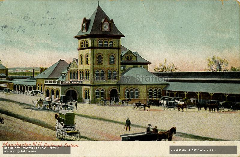 Postcard: Manchester, New Hampshire. Railroad Station